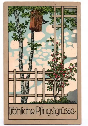 Kallista Ak Starrenkasten Vogelhaus Fröhliche Pfingstgrüsse 1913