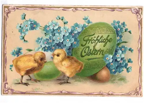 Präge Ak Fröhliche Ostern Küken Osterei eastern 1914