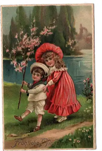 Ak Kinder in feiner Mode geprägt Fröhliche Pfingsten 1909