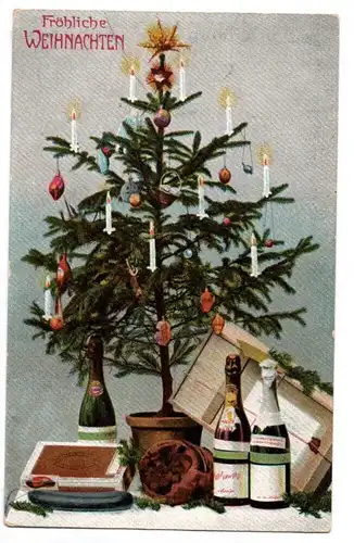 Litho Ak Gabentisch Weihnachtsbaum Fröhliche Weihnachten 1910er