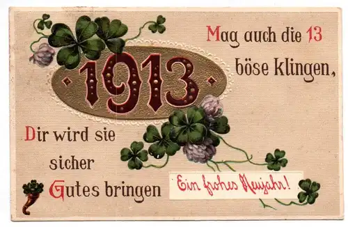 Postkarte Klee 1913 Neujahrsgruss 1912