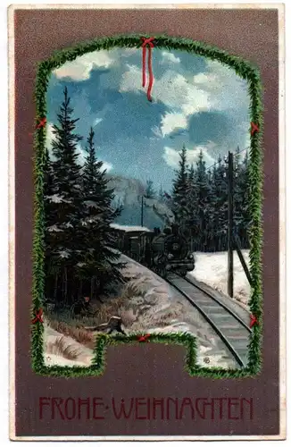 Präge Ak Dampflok Frohe Weihnachten 1911