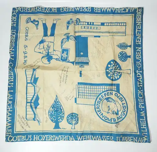 DDR Andenken Tuch Pioniertreffen 1970 Guben Cottbus Senftenberg Lauchhammer ..