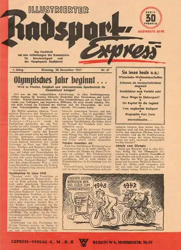 Illustrierter Radsport-Express 1947 Nr. 37 Fahrrad Radsport Fachzeitung (D8