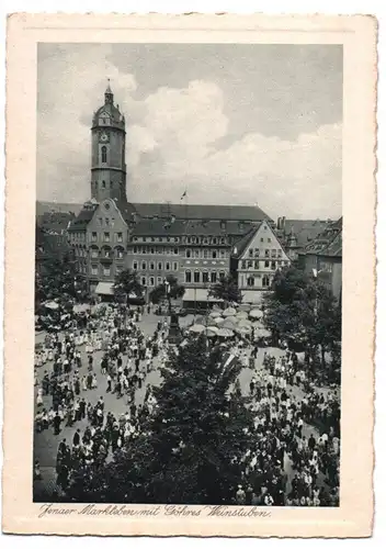 Kupfertiefdruck Ak Jena Marktleben mit Göhres Weinstuben 1930er