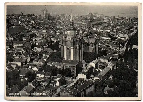 Alte Ansichtskarte Stralsund Fliegeraufnahme 1930er Luftbild