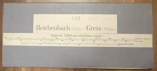 Leinen Landkarte Reichenbach (Sächs.) Greiz (Preuß.) um 1890 Leinenlandkarte