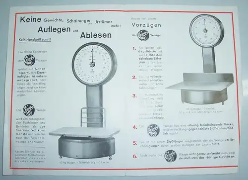Lot Reklame Blätter Prospekt Waagen Graff Witten ( Ruhr ) Bizerba um 1940 ! (D