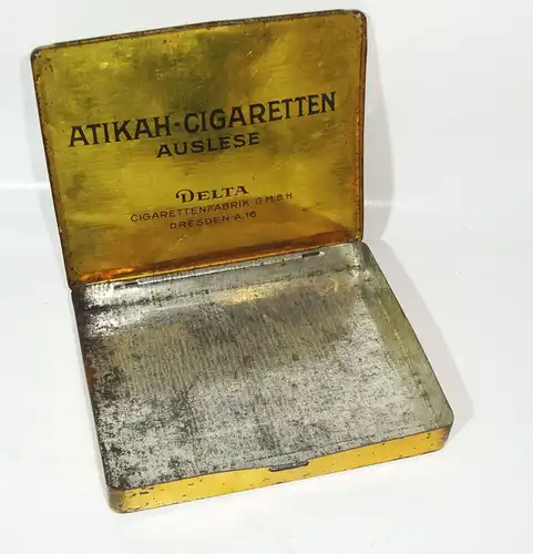 Antikah Cigaretten Delta Zigarettenfabrik Blechdose Alt Reklame