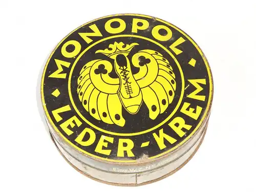 Monopol Leder Krem Blechdose 1930er Metalldose mit Deckel  