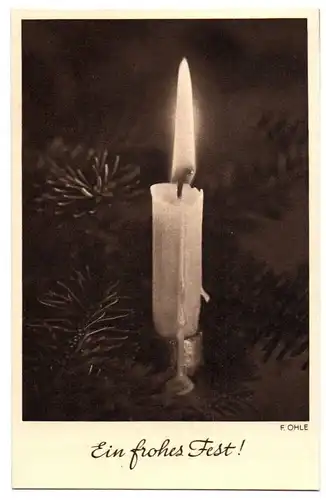 Weihnachtspostkarte Kerzenschein F Ohle Ein frohes Fest Kupfertiefdruck Retro Ak