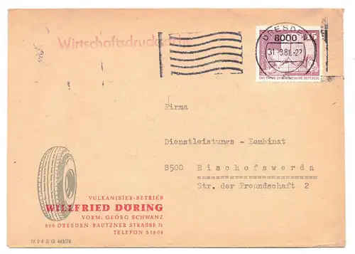 Firmen Brief Vulkanisier Betrieb Willfried Döring Dresden Bautznerstraße 1981