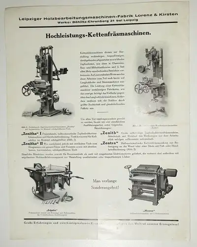 Werbe Prospekt Lorenz & Kirsten Böhlitz Leipzig Bandschleif Maschinen 1910/20(D8