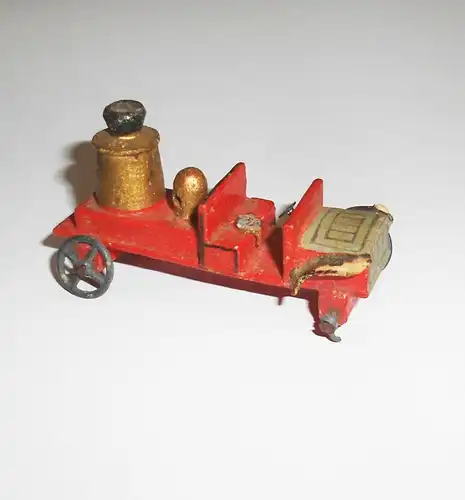 3 alte Erzgebirge Feuerwehr Wagen um 1900 Zinnräder !