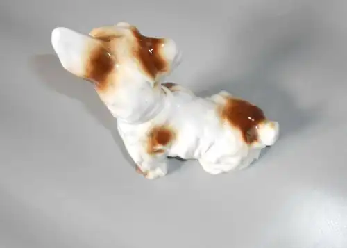 Alte Porzellanfigur Hund Terrier Deko Vintage dog 14,5 cm