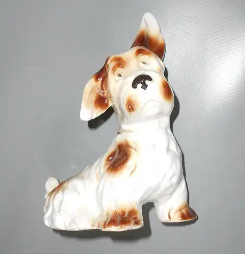 Alte Porzellanfigur Hund Terrier Deko Vintage dog 14,5 cm