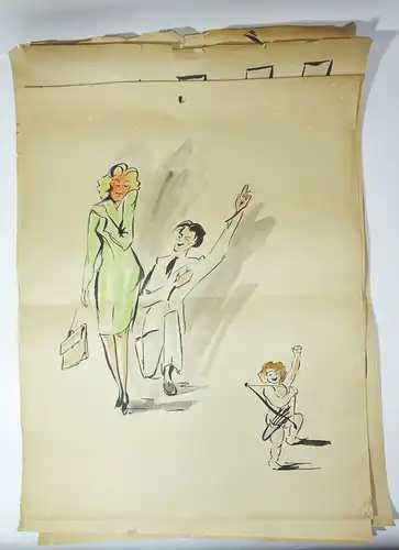 Aquarell Künstler Nachlaß 5 Stück DDR 1950er Zeitung Presse