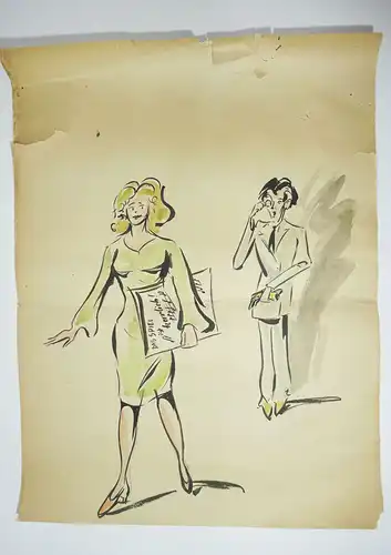 Aquarell Künstler Nachlaß 5 Stück DDR 1950er Zeitung Presse