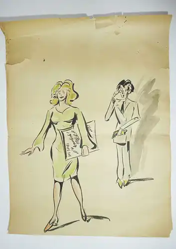 Aquarell Künstler Nachlaß 5 Stück DDR 1950er Zeitung Presse 
