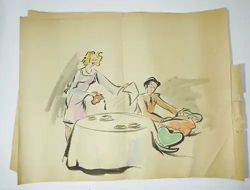 Aquarell Künstler Nachlaß 5 Stück DDR 1950er Zeitung Presse 