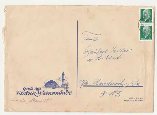 Große Ak mit Umschlag Gruss aus Rostock - Warnemünde 1970 DDR (D8