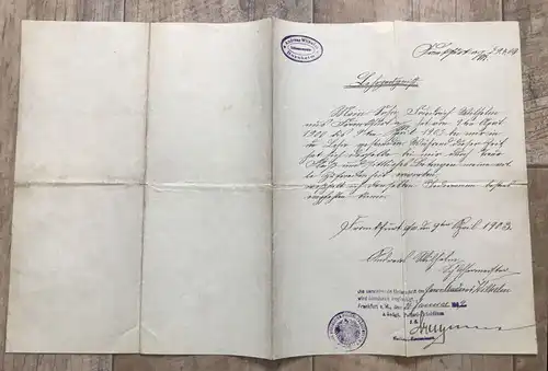 Alter Brief Andreas Wilhelm Schlossermeister Bornheim 1903 Frankfurt