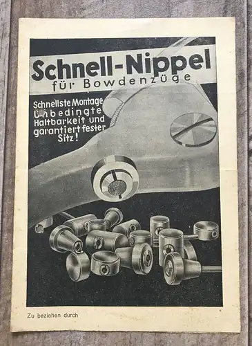 Montage Anleitung Schnell Nippel für Bowdenzüge ca 1938