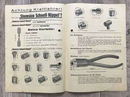 Montage Anleitung Schnell Nippel für Bowdenzüge ca 1938