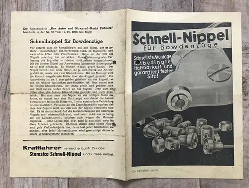 Montage Anleitung Schnell Nippel für Bowdenzüge ca 1938