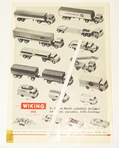 Prospekt Wiking 1972 Auto Modelle