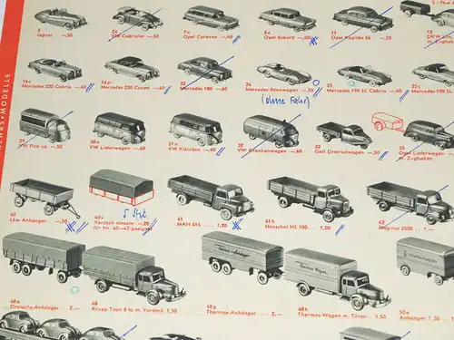 Wiking Verkehrsmodelle Faltblatt 1960 Modellautos
