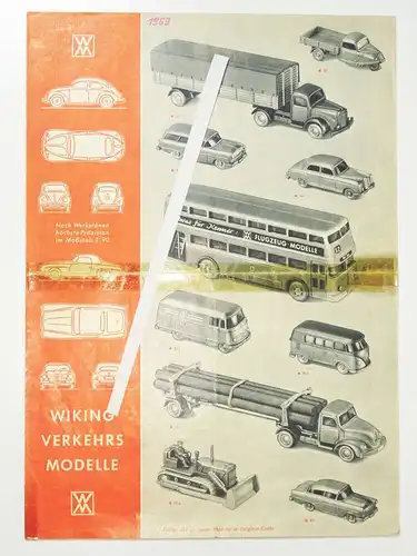 Prospekt Wiking Modelle 1959 Modellautos Verkehrsmodelle