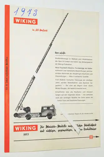 Wiking 1973 H0 Maßstab Miniatur Modelle Automodelle