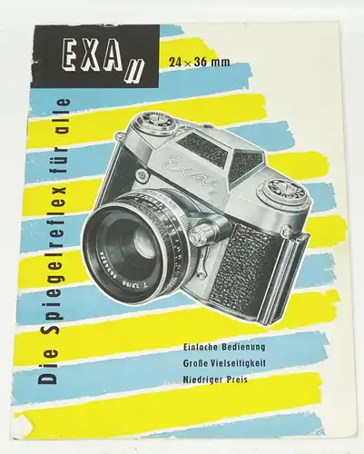DDR Heft EXA II Kamera Fotoapparat Bedienungsanleitung Spiegelreflexkamera 1960