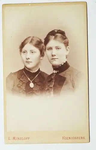 CdV Foto zwei Damen Schwestern Buchsteiner um 1890 Minzloff Königsberg Ostpreuss