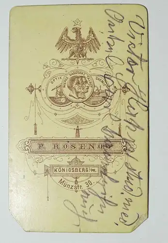 Studentika CdV Foto Student Rosenow Königsberg um 1890 Ostpreussen Russland