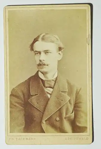 CDV Foto Herr in feinen Zwirn um 1890 Tackmann Greifswald