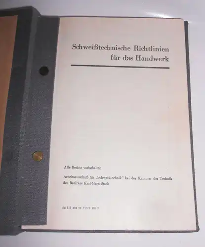 PGH Handwerkskammer Karl-Marx-Stadt 1970 Schweißtechnik Richtlinien (B1