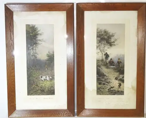 Drucke Jagdszene M Moisand um 1900 Fishel Adler Schwartz New York Print Paar Set