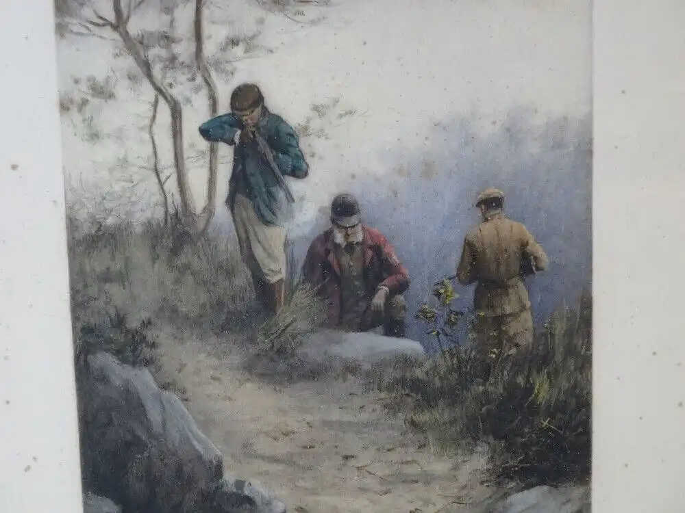 Drucke Jagdszene M Moisand um 1900 Fishel Adler Schwartz New York Print Paar Set 3