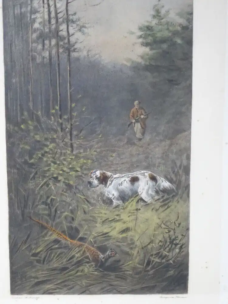 Drucke Jagdszene M Moisand um 1900 Fishel Adler Schwartz New York Print Paar Set 6