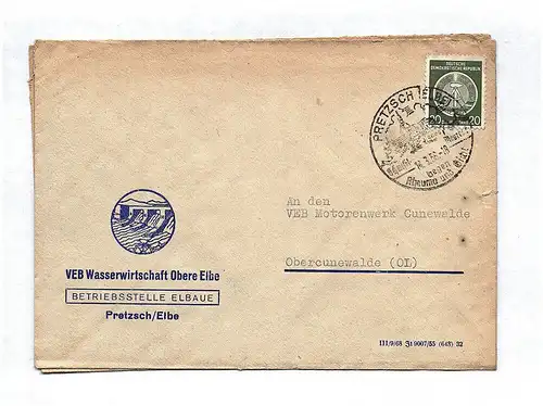 DDR Briefkuvert VEB Motorenwerk Cundewalde 1956