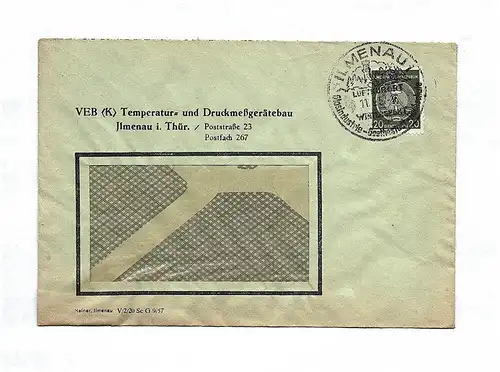 Briefkuvert VEB Temperatur und Druckmeßgerätebau DDR 1957 Brief