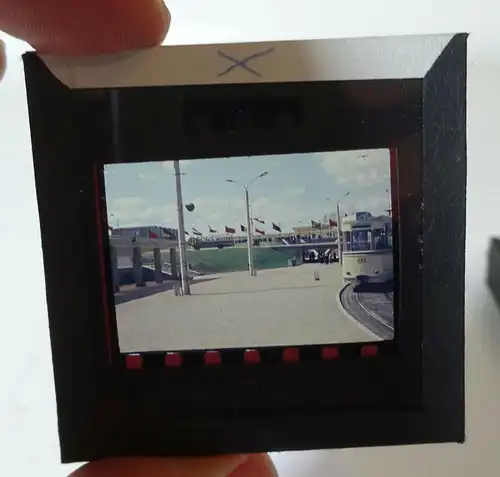 20 Glasdias Farbdia Erfurt Kirche IGA Straßenbahn DDR um 1950er 60er