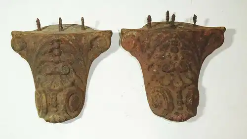 2 alte Guss Füße Schrankfüße Safe Fuß Ofenfüße Ersatz Füsse Vintage Gründerzeit