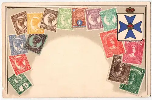 Litho Ak Queensland Australien Briefmarken um 1910 Philatelie
