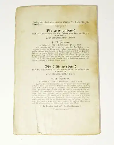 Die Kinderhand und ihre Bedeutung Karl Siegismund 1894  Handflächenkunde