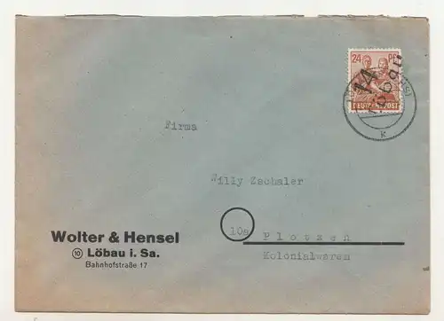 Brief Bezirkshandstempel 14 Löbau Wolter Hensel Löbau 1948 (B7