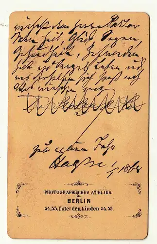 Dr.Stolze & Co Berlin 1868 Pfarrer Geistlicher Rückseite beschriftet ! (F2519