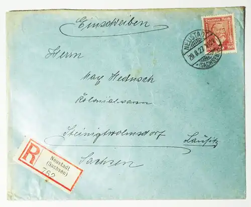R Brief Neustadt Sachsen nach Steinigwolmsdorf 1927